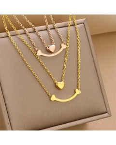 Novelty Double Layer Heart Shape Titanium Steel Plating Necklace Colorza
