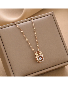 Fashion Antlers Inlay Rhinestones Titanium Steel Necklace Colorza 