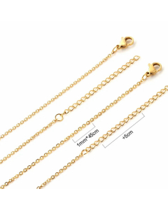 Plain Hemp Flowers Chain Snake Chain Stainless Steel Plating Necklace Colorza-01-1mm-Gold Color