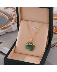 Fashion Elephant Plating Inlay Zircon Titanium Steel Pendant Necklace Colorza