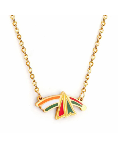 Enamel Paper Plane Rainbow Stainless Steel Plating Pendant Necklace Colorza