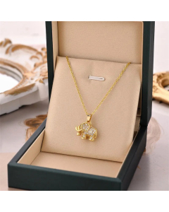 Novelty Elephant Inlay Rhinestone Pendent Titanium Steel Necklace