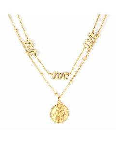 Layered Heart Shape Conch Cross Letter Stainless Steel Plating Necklaces Colorza 
