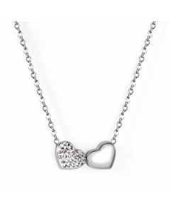 Fashion Heart Shape Flower Wings Zircon Pendant Stainless Steel Plating Necklace Colorza