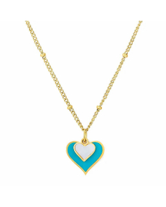 Fashion Enamel Layered Heart Shape Stainless Steel Plating Necklaces Colorza 