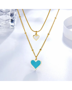 Fashion Heart Shape Stainless Steel Plating Layered Necklaces Colorza CA07825245