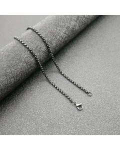 Plain Solid Color Square Pearl Chain Titanium Steel Plating Necklace Colorza 