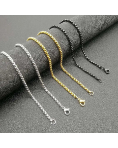 Plain Solid Color Square Pearl Chain Titanium Steel Plating Necklace Colorza 