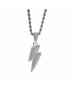 Full Diamond Lightning Pendant Hemp Flowers Chain Necklace Colorza