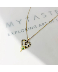 Fashion Snake Inlay Rhinestones Pendant Stainless Steel Necklace Colorza