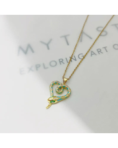 Fashion Snake Inlay Rhinestones Pendant Stainless Steel Necklace Colorza
