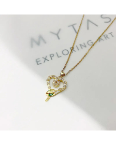Fashion Snake Inlay Rhinestones Pendant Stainless Steel Necklace Colorza