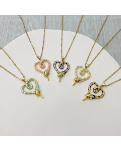 Fashion Snake Inlay Rhinestones Pendant Stainless Steel Necklace Colorza