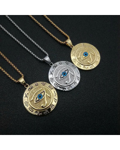 Vintage Round Eye Pendant Stainless Steel Plating Necklace Colorza