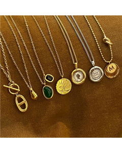 OT Buckle Oval Beauty Head Water Drop Pendent Titanium Steel Polishing Necklace