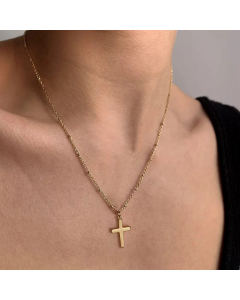 Fashion Gold Plated Cross Pendant Titanium Steel Necklace Colorza 