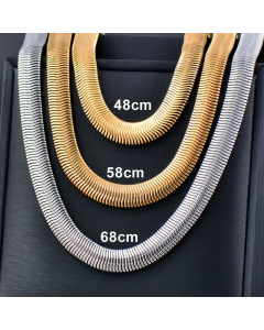 Plain Solid Color Thick Flat Snake Bone Chain Titanium Steel Necklace Colorza