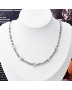 Fashion Gold Plated Rhinestones Heart Shape Titanium Steel Bracelets Necklace Colorza-Steel Color-01