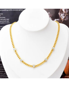 Fashion Gold Plated Rhinestones Heart Shape Titanium Steel Bracelets Necklace Colorza-Gold Color-01