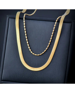 Minimalism Solid Color Layered Titanium Steel Gold Plated Necklaces Colorza