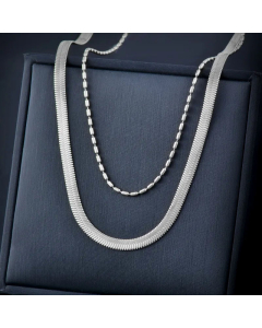 Minimalism Solid Color Layered Titanium Steel Gold Plated Necklaces Colorza