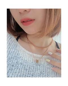 Double Layer Square Pendent Stainless Steel Plating Necklace Colorza