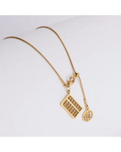 Texture Gold Plated Pendant Abacus Stainless Steel Necklace Colorza