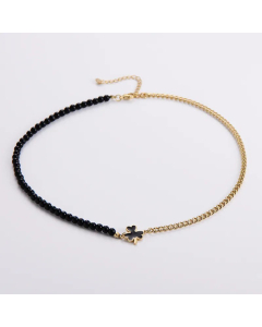 Elegant Enamel Shamrock Gold Plated Choker Stainless Steel NecklaceColorza