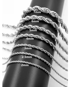 Plain Solid Color Twist Chain Titanium Steel Plating Necklace Colorza CA07825296