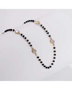 Elegant Beaded Patchwork Rhinestones Round Stainless Steel Necklace Colorza