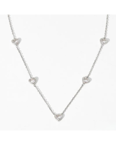 Sweet Plating Inlay Zircon Heart Shape Stainless Steel Titanium Steel Necklace Colorza-Steel Color-White