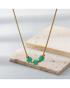 Fine Jewelry Gold Plated Natural Stone Stainless Steel  Necklace Colorza  