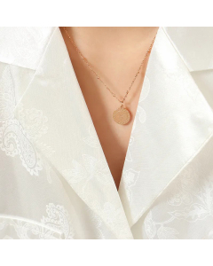 Minimalism Round Star Pendant Titanium Steel Gold Plated Necklace Colorza
