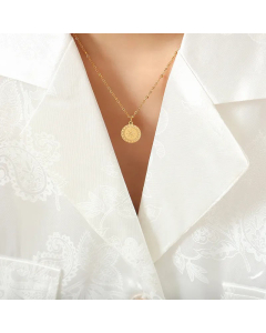 Minimalism Round Star Pendant Titanium Steel Gold Plated Necklace Colorza