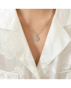 Minimalism Round Star Pendant Titanium Steel Gold Plated Necklace Colorza