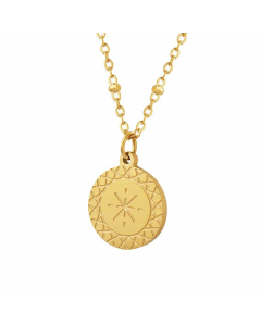 Minimalism Round Star Pendant Titanium Steel Gold Plated Necklace Colorza