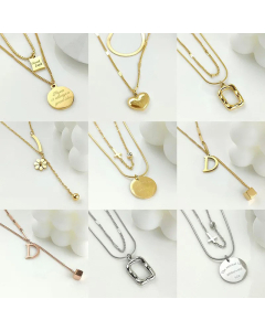Minimalism Letter Heart Shape Flower Titanium Steel Plating Necklace Colorza