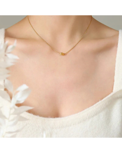 Gold Plated Simple Style Geometric Pendent Titanium Steel Necklace Colorza