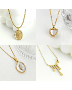 Titanium Steel Windmill Water Droplets Heart Shape Inlay Rhinestones Shell Necklace Colorza