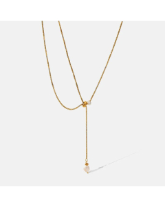 Elegant Gold Plated Artificial Pearls Tassel Stainless Steel Necklace Colorza