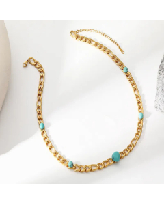 Elegant Gold Plated Natural Stone Geometric Stainless Steel Necklace Colorza
