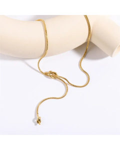 Minimalism Asymmetrical Knot Stainless Steel Plating Pendant Necklace Colorza