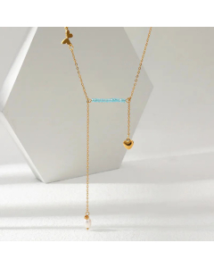 Gold Plated Artificial Crystal Artificial Pearls Heart Shape Butterfly Stainless Steel Pendant Necklace Colorza
