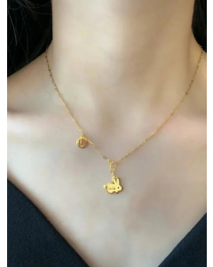 Cute Rabbit Letter Titanium Steel Gold Plated Pendant Necklace Colorza