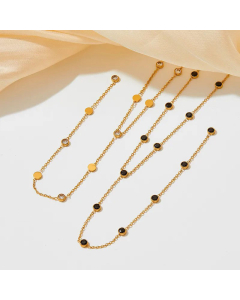 Sweet Round Zirconium Stainless Steel Titanium Steel Tassel Plating Necklace Colorza