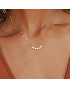 Elegant Gold Plated Pearl Beaded Stainless Steel Necklace