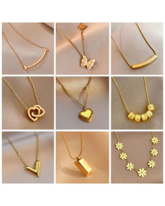 Sweet Dolphin Daisy Inlay Zircon Titanium Steel Plating Pendant Necklace Colorza, Wholesale Stainless Steel Jewelry