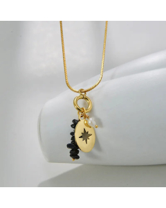 Vacation Gold Plated  Star Flower Butterfly Stainless Steel Turquoise Pendant Necklace Colorza