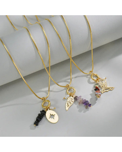 Vacation Gold Plated Star Flower Butterfly Stainless Steel Turquoise Pendant Necklace Colorza
