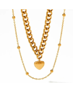 Casual Layered Heart Shape Stainless Steel Titanium Steel Plating Necklaces Colorza